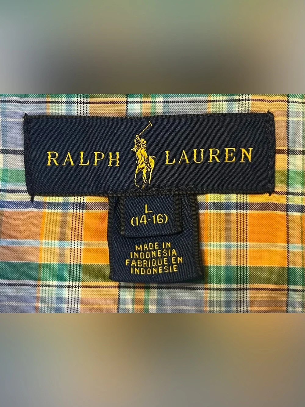 Ralph Lauren Plaid Button Down Shirt Boy’s 14/16 Pony Logo S/S